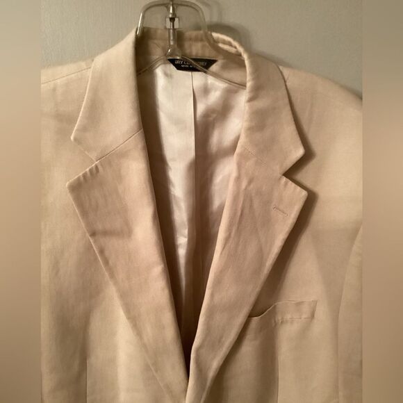 GRANT THOMAS LORD & TAYLOR 42R TAN SILK LINEN 2 BUTTON BLAZER SPORT COAT - Picture 4 of 9